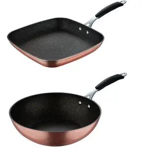 Bergner - Poêle grill + wok noirs OS pas cher
