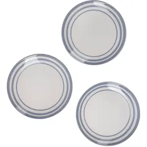Comparateur de prix : Lot de 3 assiettes à dessert Ø19 cm San Ignacio avec lignes bleues