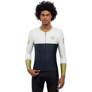 SIROKO - Maillot Vélo à Manches Longues M2 Bavaria - XL - Bleu Marine/Blanc pas cher