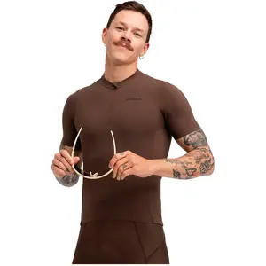 Siroko Maillot cyclisme gravel demi zip homme gm5 terraquest brown marron pas cher