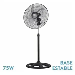 Fabrilamp - Ventilateur Sur Pied Renforcé Noir 75W 5 Pales Aluminium