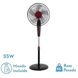 FABRILAMP Ventilateur Sur Pied Borlon Noir/Bordeaux 55W 3 Vitesses Oscillantes pas cher