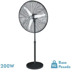 FABRILAMP Ventilateur sur pied Alarcon 200w noir 3 vitesses 80d 3asp.aluminium argent réglable et oscillant pas cher