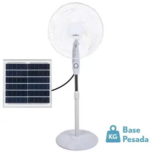 FABRILAMP Ventilateur solaire sur pied Frontera blanc 20w 3 vitesses 5 pales batterie au lithium fixe et rotative Regx43x38cm pas cher