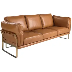 ANGEL CERDA Canapé 3 places en cuir camel au design moderne et élégant