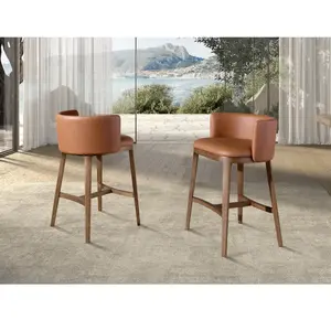 Tabouret en simili cuir marron pas cher