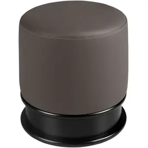 ANGEL CERDA Pouf moderne en similicuir gris foncé avec pieds en bois