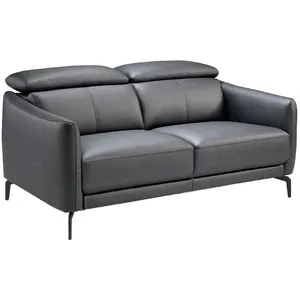 Comparateur de prix : Canapé 2 places cuir noir et pieds acier inoxydable Yaro