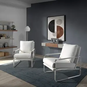 Angel Cerda Fauteuil simili cuir et pieds acier pas cher