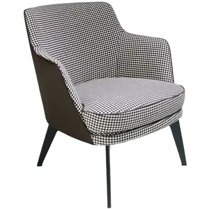 Angel Cerda Fauteuil tissu pied poule brun et noir pas cher