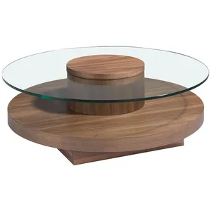Comparateur de prix : AC ANGEL CERDÁ Table basse en verre de noyer 2052C, Ø100 x 35 cm. -