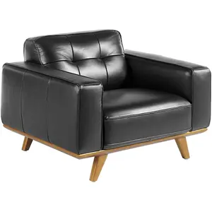 Comparateur de prix : Angel Cerdá Fauteuil en cuir et pieds en bois 5037C, 112 x 95 x 78 cm. -
