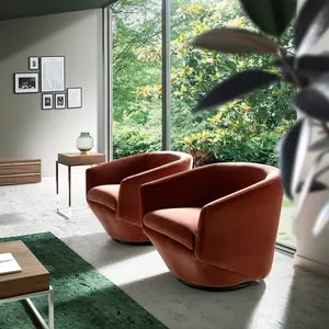 Angel Cerda Fauteuil pivotant rembourré en velours