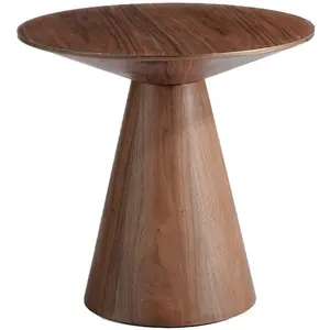 Angel Cerda Table d'appoint effet bois noyer et verre marbreet