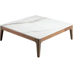 Comparateur de prix : Angel Cerda Table basse effet bois noyer et verre marbreet