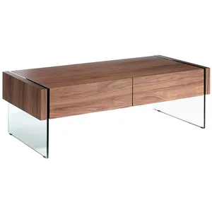 Comparateur de prix : Angel Cerdà¡ Table basse en bois de noyer et verre 2050C, 127 x 59 x 41 cm. -