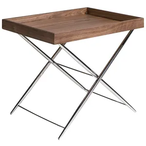 Angel Cerdá Table D'angle De Noyer Et Acier