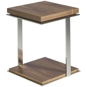 Angel Cerda Table d'appoint effet bois noyer et acier