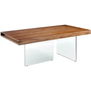 Comparateur de prix : AC ANGEL CERDÁ Table moderne bois noyer et pieds verre trempé Zooka 200 cm