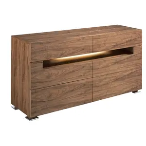 Comparateur de prix : AC ANGEL CERDµ Commode en noyer et éclairage intérieur 7076C, 140 x 43 x 71 cm. -