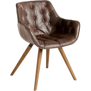 Angel Cerda Chaise en simili cuir et bois noyer 4073C, 65 x 46 x 78 cm. - pas cher