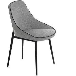 AC ANGEL CERDÁ Chaise en tissu avec pieds en acier noir - Noir - Gris
