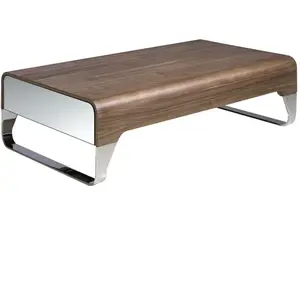 Comparateur de prix : Angel Cerda Table basse en bois de noyer et acier 2001C, 120 x 70 x 34 cm. -