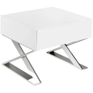 Comparateur de prix : Angel Cerdà¡ Table de chevet en bois blanc et acier 7007C, 50 x 48 x 38 cm. -