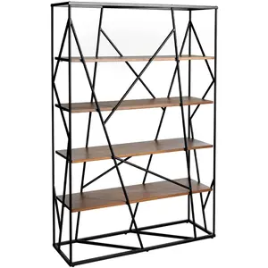 Comparateur de prix : Angel Cerda Bibliothèque design acier inoxydable noir et bois de noyer Futura