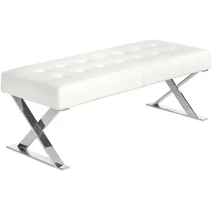 Comparateur de prix : Angel Cerda Banquette en simili cuir et acier chromé 5001C, 120 x 45 x 42 cm. -