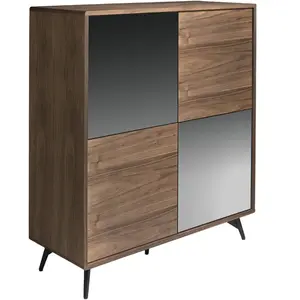 Comparateur de prix : Angel Cerdá Bahut 4 portes bois noyer et verre miroir anthracite Kazy