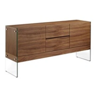 Comparateur de prix : Angel Cerda Buffet en bois de noyer et verre trempé 3062C, 180 x 45 x 85 cm. -