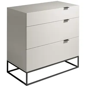 Comparateur de prix : Angel Cerda - Commode laqué 3 tiroirs gris perle - 80x45x80 cm T.U