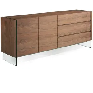 Comparateur de prix : AC ANGEL CERDÁ Buffet de noyer et verre trempé 3086C, 188 x 45 x 75 cm. -