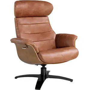Angel Cerda Fauteuil pivotant en cuir brun camel