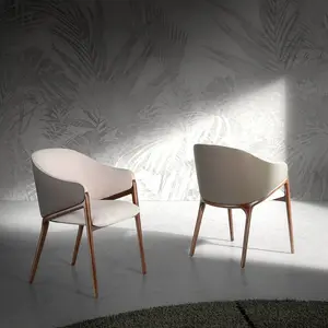 Comparateur de prix : Angel Cerda - Chaise tissu & similicuir beige/noyer - 56x60x78 cm OS