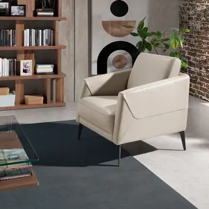 Fauteuil pivotant en cuir noir et acier 5094C, 78 x 80 x 82 cm. -