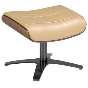 Angel Cerda Pouf pivotant en cuir et bois de noyer 5088C, 52 x 42 x 39 cm. -Vendu parrakuten
