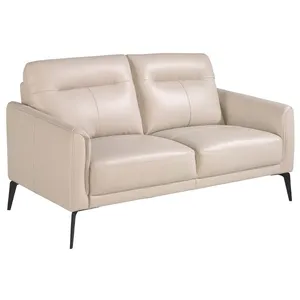 AC ANGEL CERDÁ Canapé 2 places en cuir gris et acier 6137C, 152 x 88 x 87 cm. -