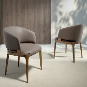 Comparateur de prix : Chaise en simili cuir et bois de noyer 4108C, 57 x 58 x 76 cm. -