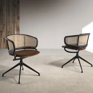 Comparateur de prix : ANGEL CERDA Chaise pivotante en velours et rotin,Marron et Noir