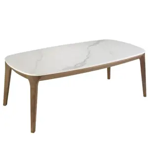 Table ovale en marbre et noyer