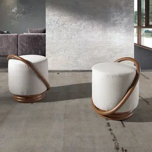 Angel Cerda Pouf en tissu blanc