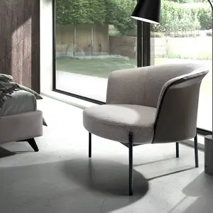 Comparateur de prix : Angel Cerda Fauteuil en tissu gris et simili cuir gris foncé