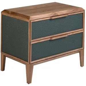 Angel Cerda Table de chevet en pvc vert foncé et noyer
