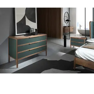 Angel Cerda Commode en pvc vert foncé et noyer