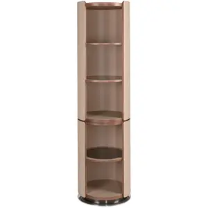 Étagère noyer et similicuir taupe