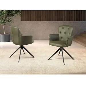 Chaise pivotante en simili-cuir vert foncé pas cher