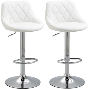 HOMCOM Salle de bain MCOM 2 tabourets rotatifs à hauteur réglable et repose-pieds 46x48x104cm Blanc pas cher