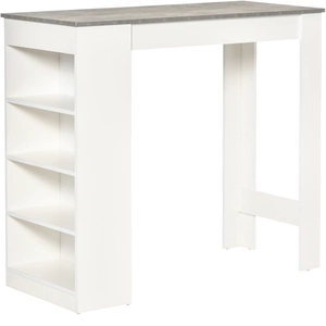 HOMCOM MCOM Table de bar avec étagère, salle de bain, cuisine, bCUR, 4 niveaux, 115x50x102,7 cm, blanc pas cher